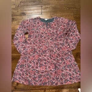 Garnet Hill Red Paisley Shift Dress 100% Silk Size 8 Petite